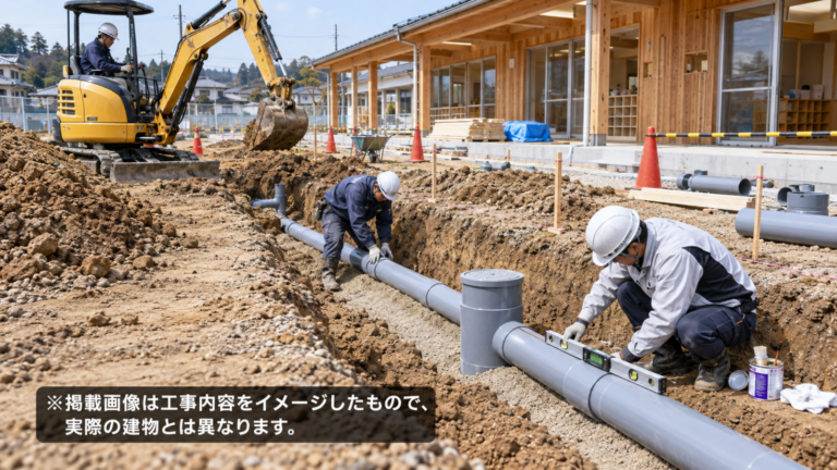 愛知県大府市｜木造保育施設 給排水埋設配管工事