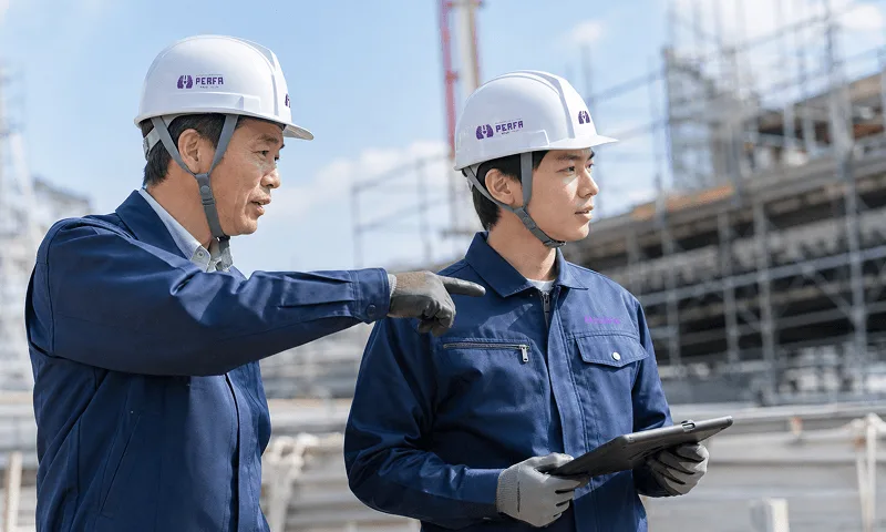 現場で指導を受ける技術者